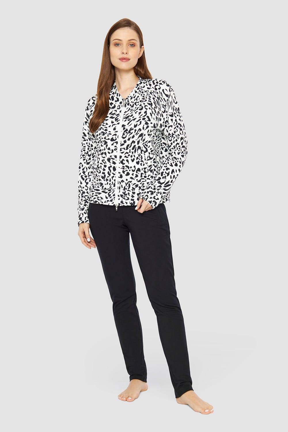 Rösch Sweatjacke im Leo-Muster Baumwolle/Elasthan Zeitlich begrenztes Angebot