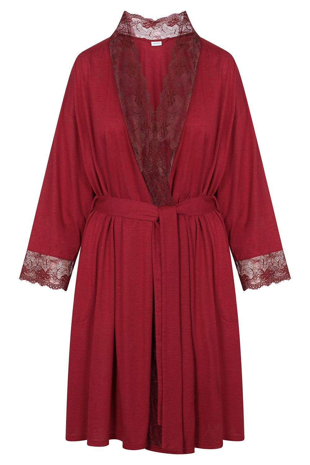 Rösch Wickelmantel mit Spitze Rot Baumwolle/Modal Blitzangebot
