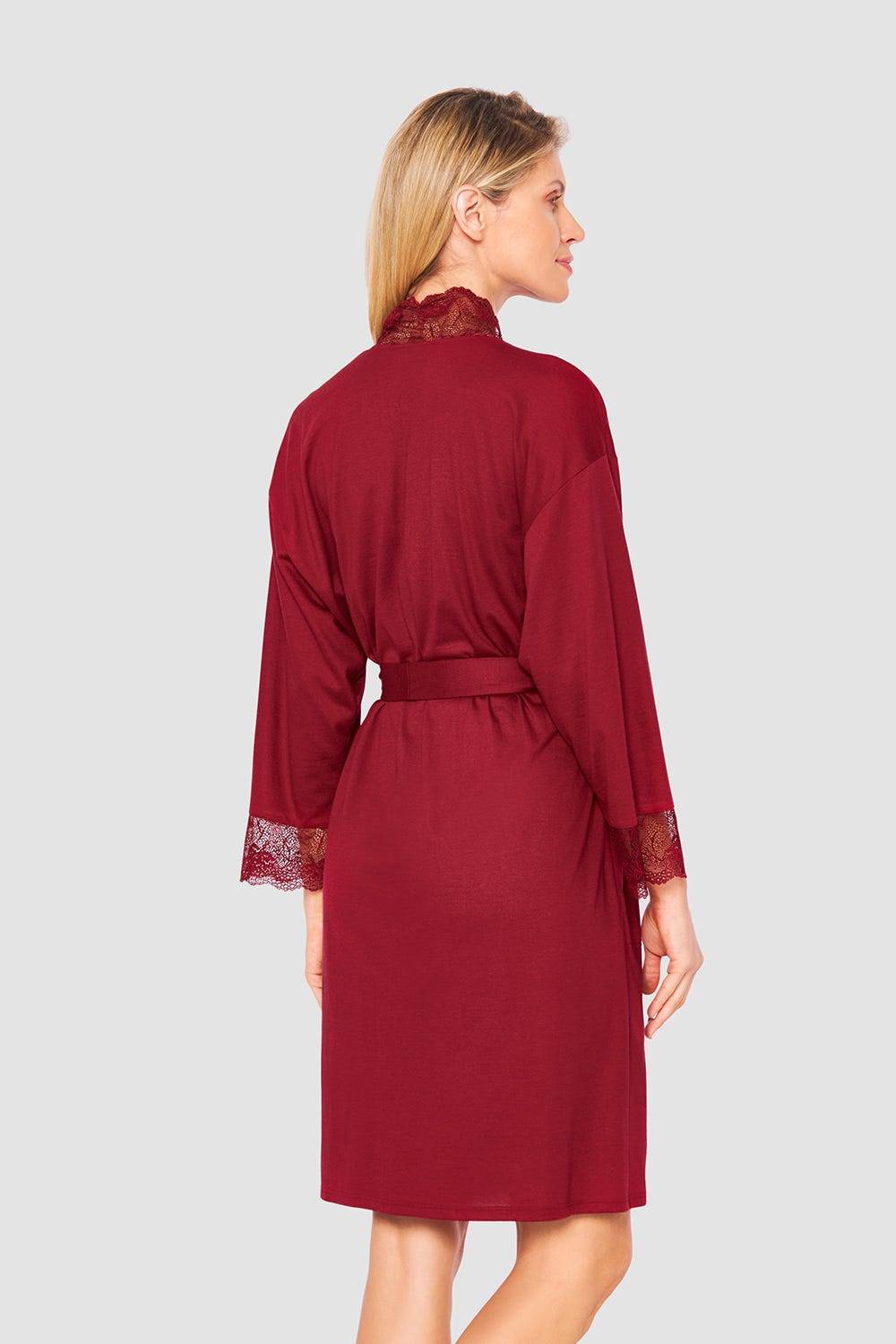 Rösch Wickelmantel mit Spitze Rot Baumwolle/Modal Blitzangebot