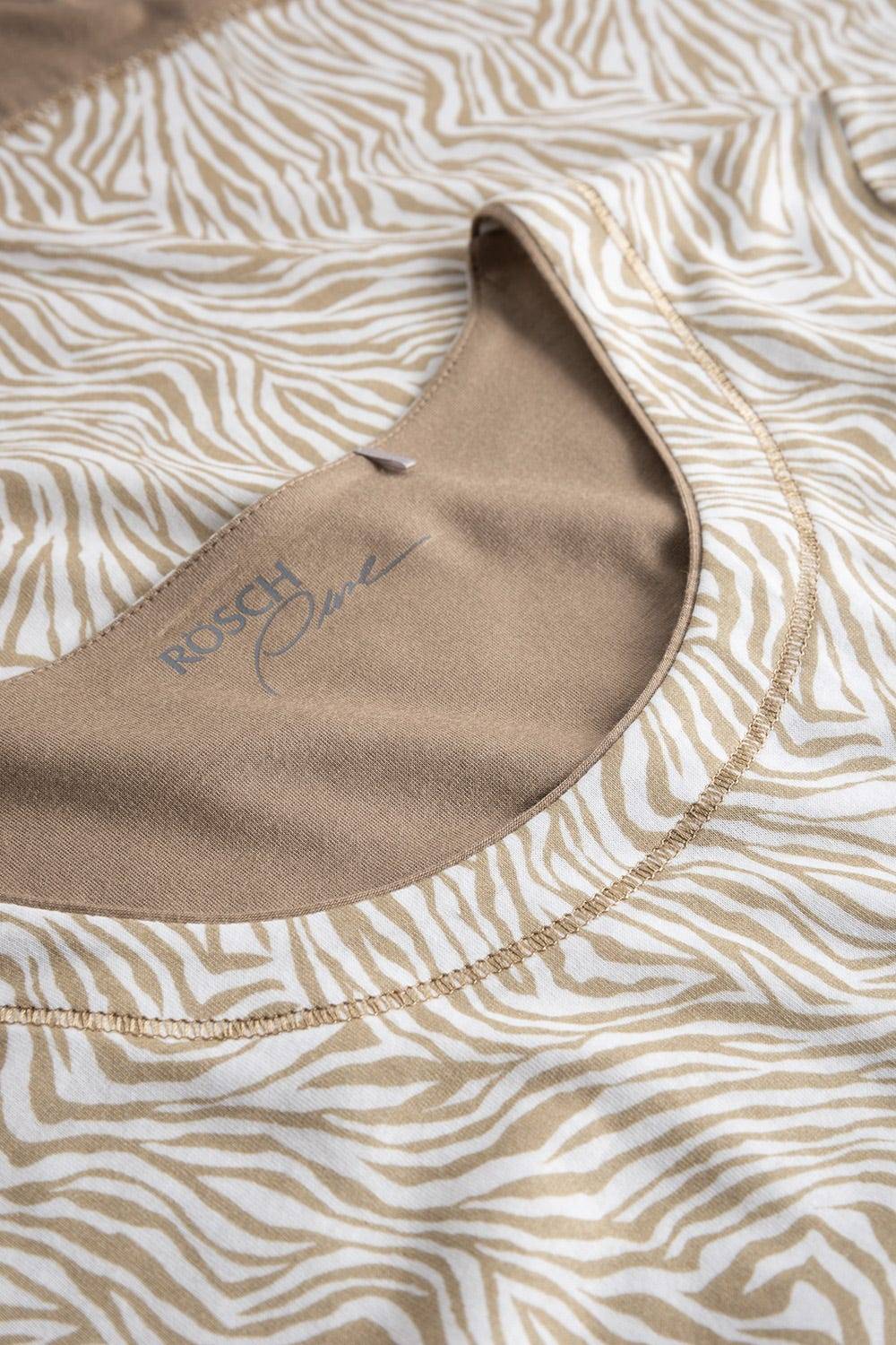 Rösch Shirt im Zebra-Druck Beige Ziernähte A-Linie Mix &amp; Match Baumwolle/Modal Kostenlose Rückgabe
