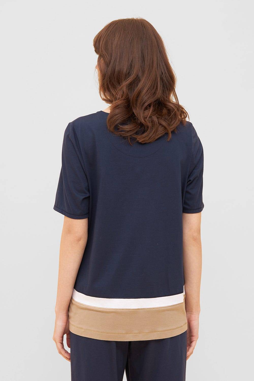 Rösch Shirt in Colorblocking-Optik Dunkelblau Beige Mix &amp; Match Baumwolle/Modal Begrenzte Freigabe