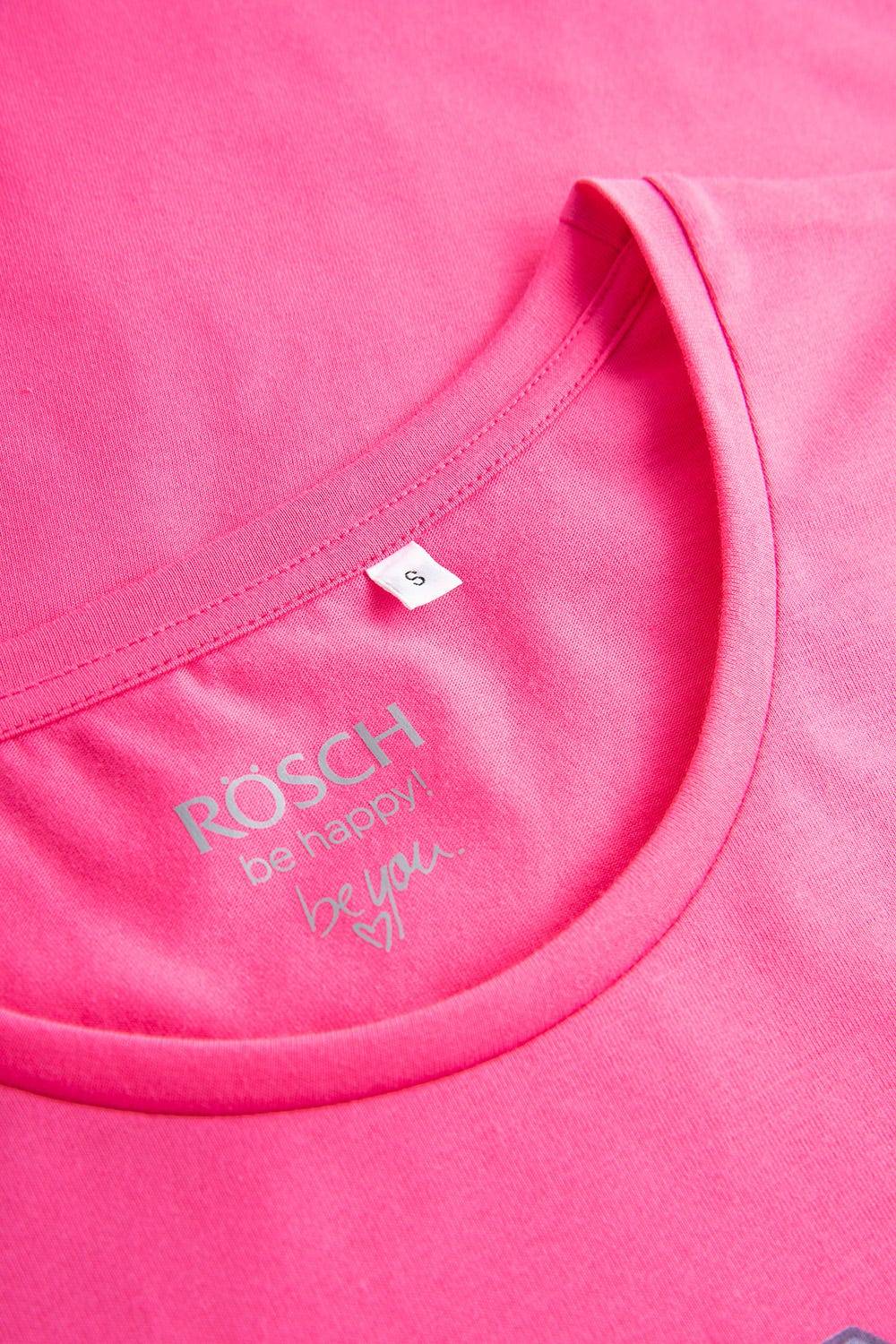 Rösch T-Shirt mit Schriftzug &quot;Think Happy&quot; Pink Kurzarm Mix &amp; Match 100% Baumwolle Sonderangebot der Fabrik