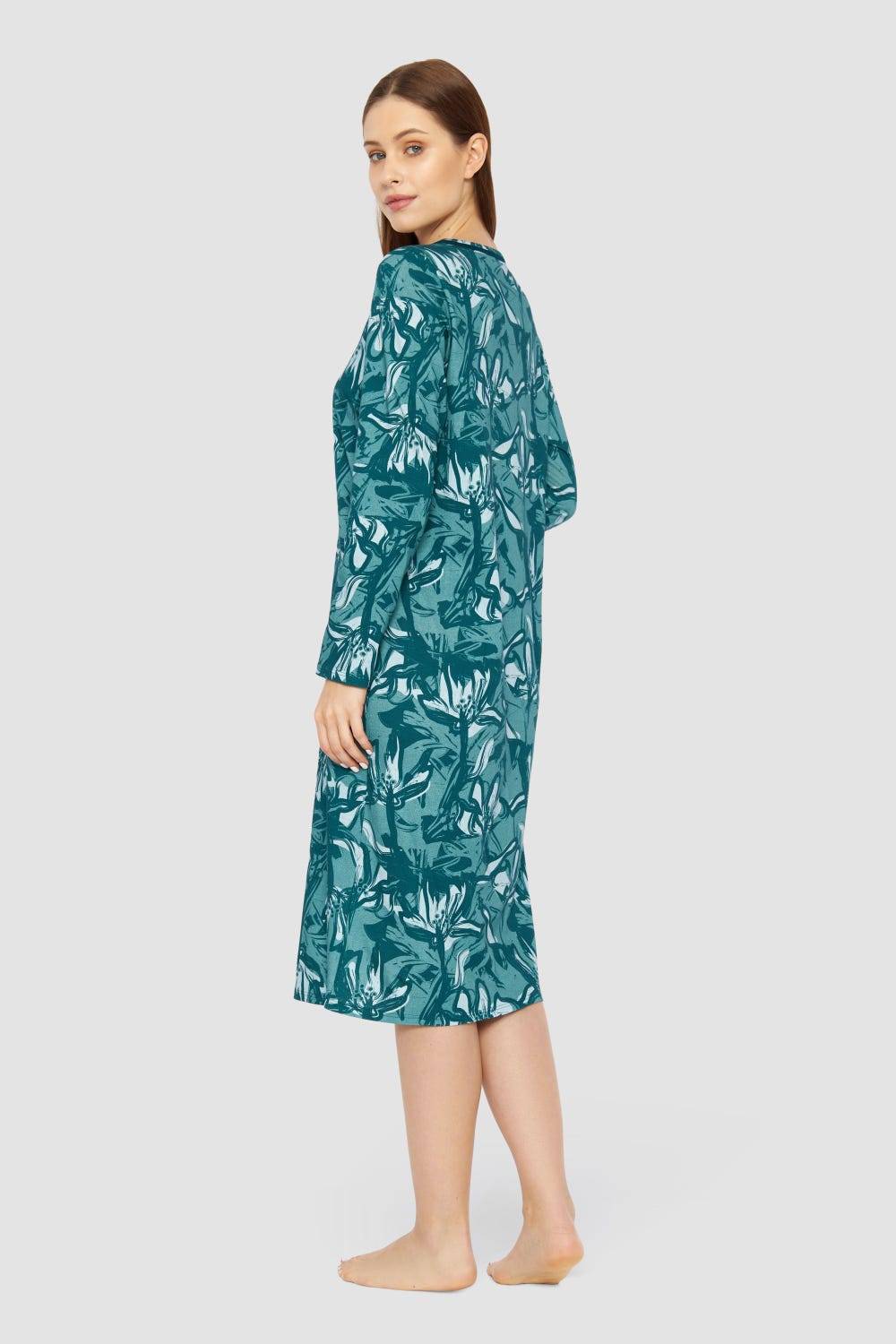 Rösch Nachtkleid im Blumenmuster Petrol 100% Baumwolle 50% Rabatt mit kostenlosem Versand