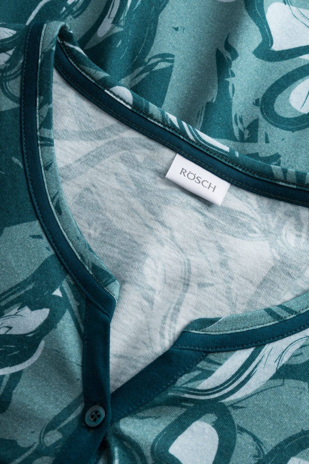 Rösch Pyjama mit Blumenmuster Petrol 100% Baumwolle Clearance-Verkauf