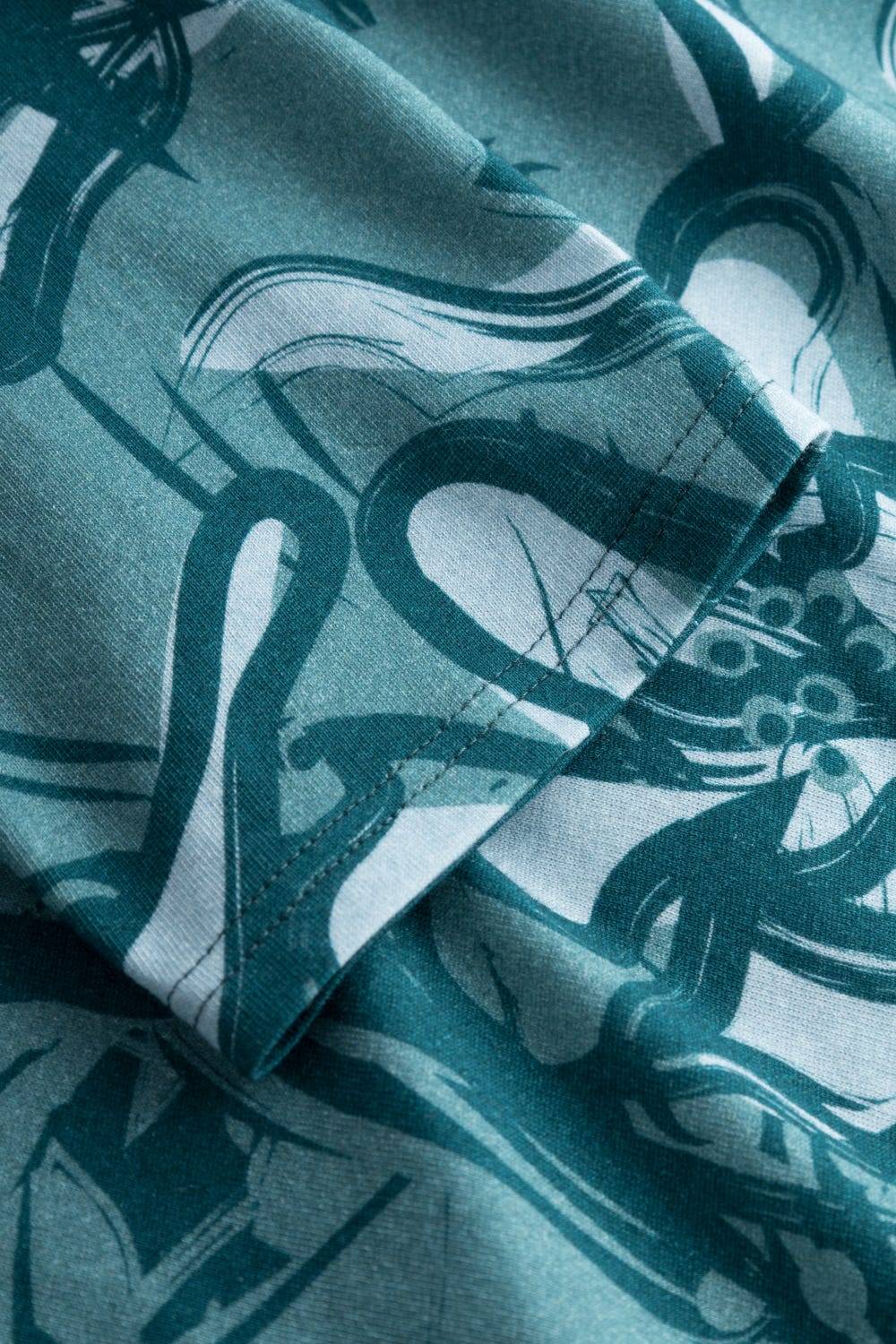 Rösch Pyjama mit Blumenmuster Petrol 100% Baumwolle Clearance-Verkauf