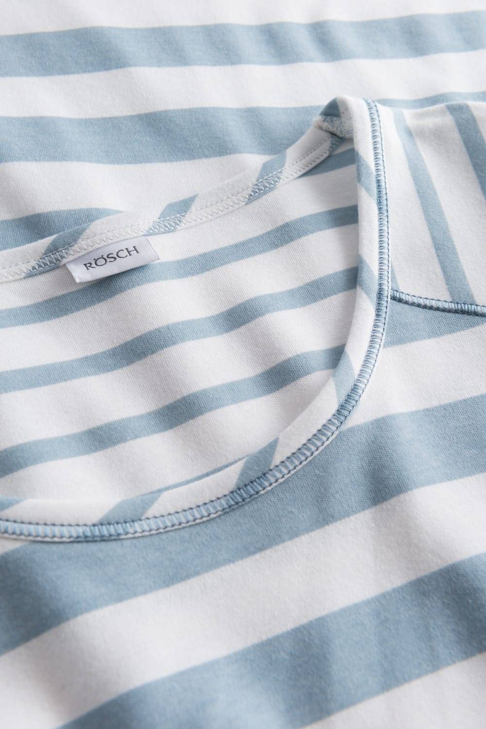 Rösch Nachtkleid im Ringel-Mustermix angerauht Hellblau 100% Baumwolle zollfrei