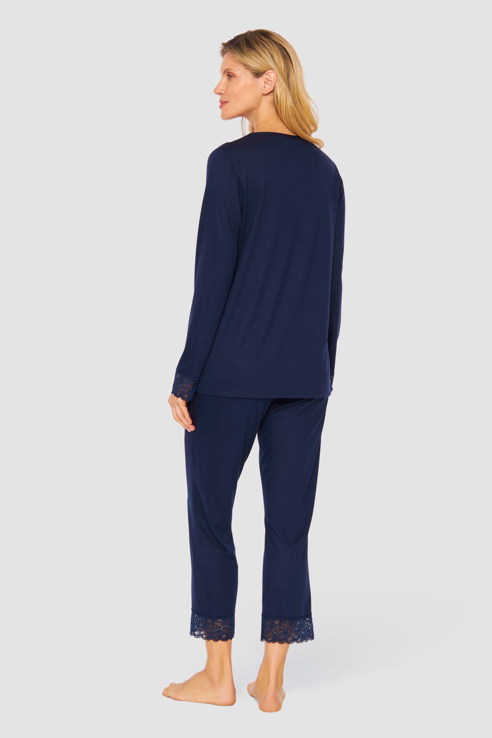 Rösch Pyjama mit Spitzendetails Dunkelblau Baumwolle/Modal Online