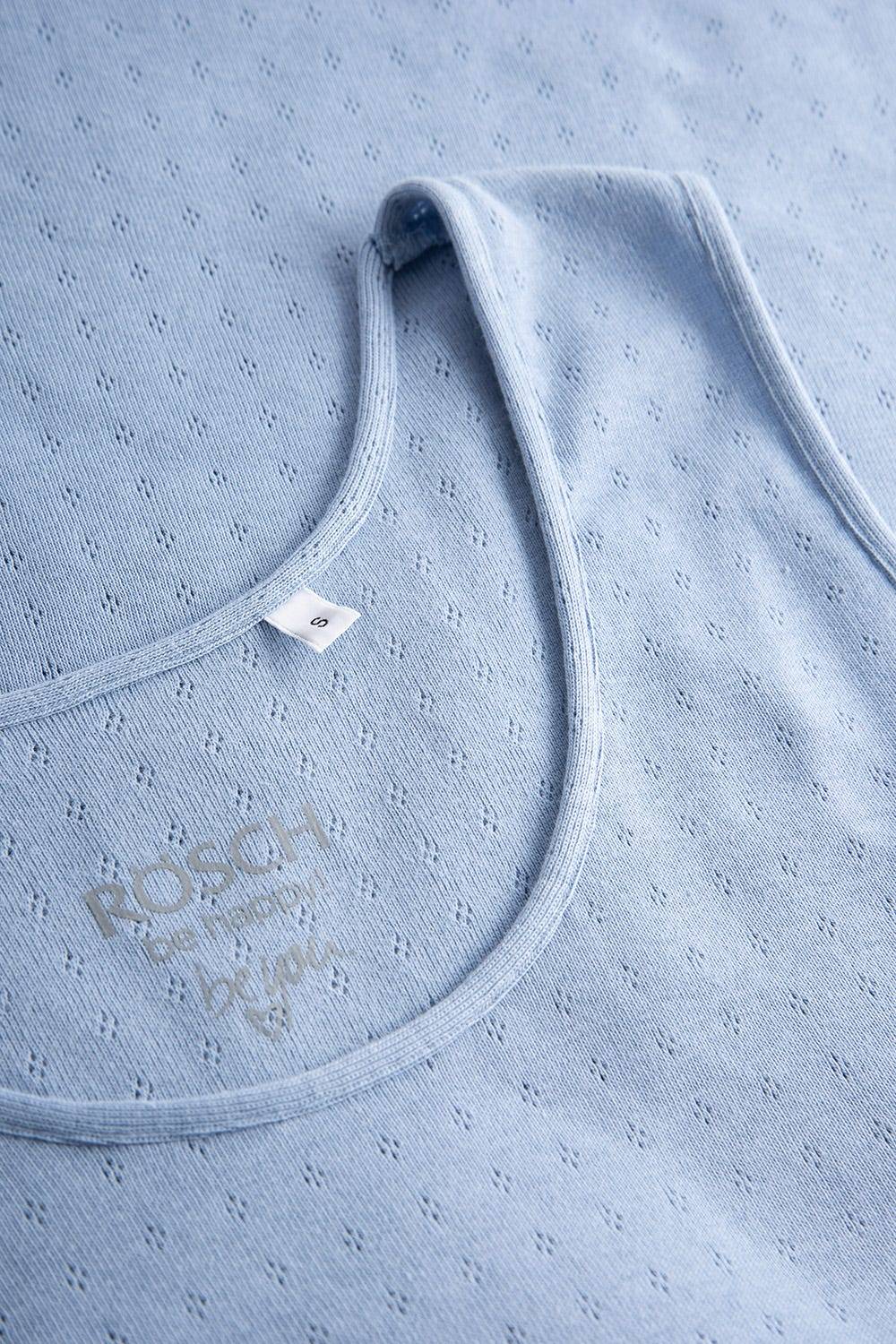 Rösch Pyjama-Top aus Ajour Feinstrick Hellblau Ärmellos Mix &amp; Match 100% Baumwolle Auslauf