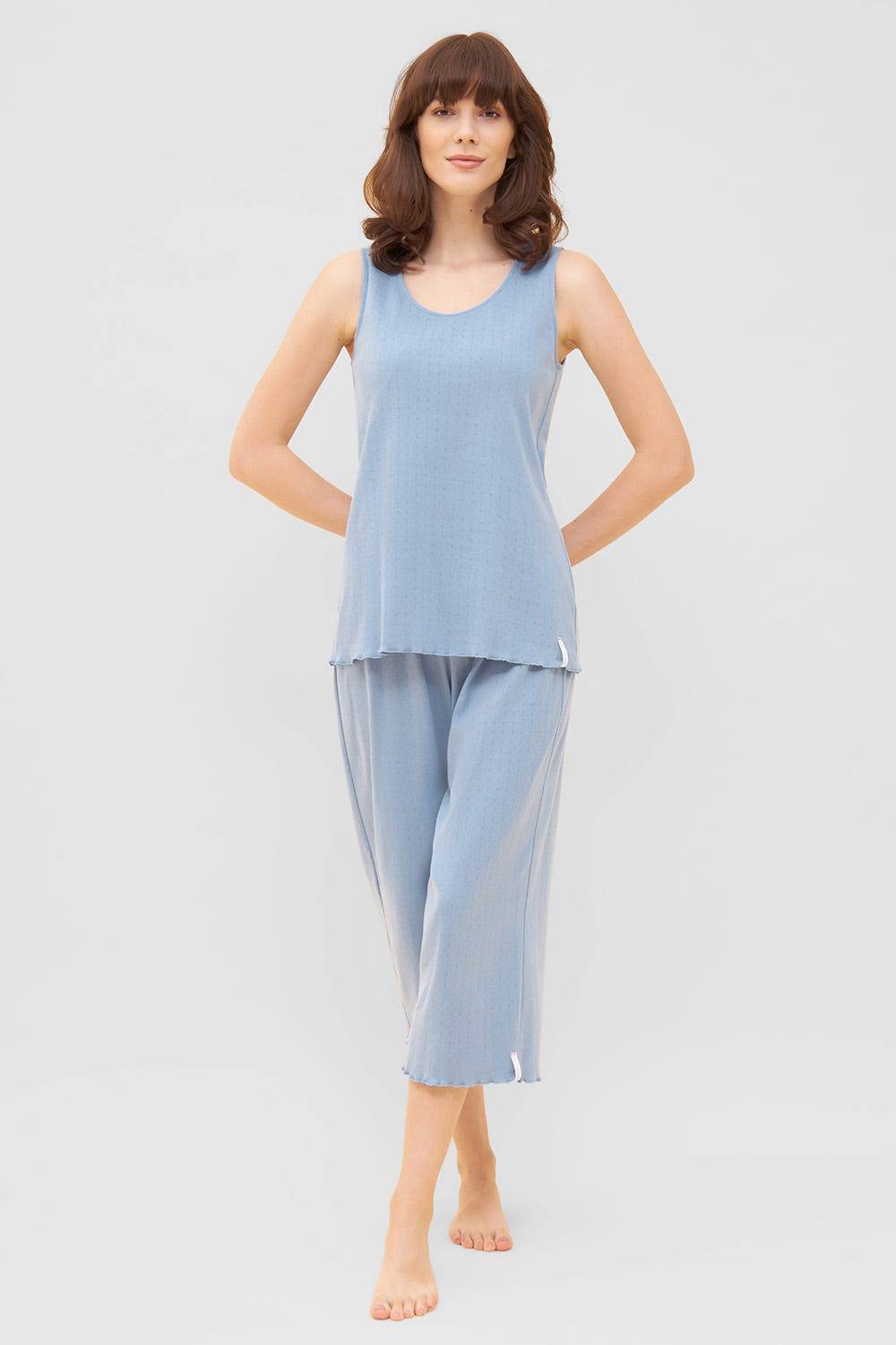 Rösch Pyjama-Hose aus Ajour Feinstrick Hellblau Mix &amp; Match 100% Baumwolle Verkauf