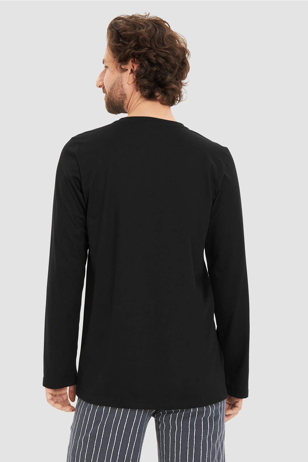 Rösch Herren Basic T-Shirt Langarm mit Rundhals Klassisch Baumwolle/Elasthan Sonderangebot