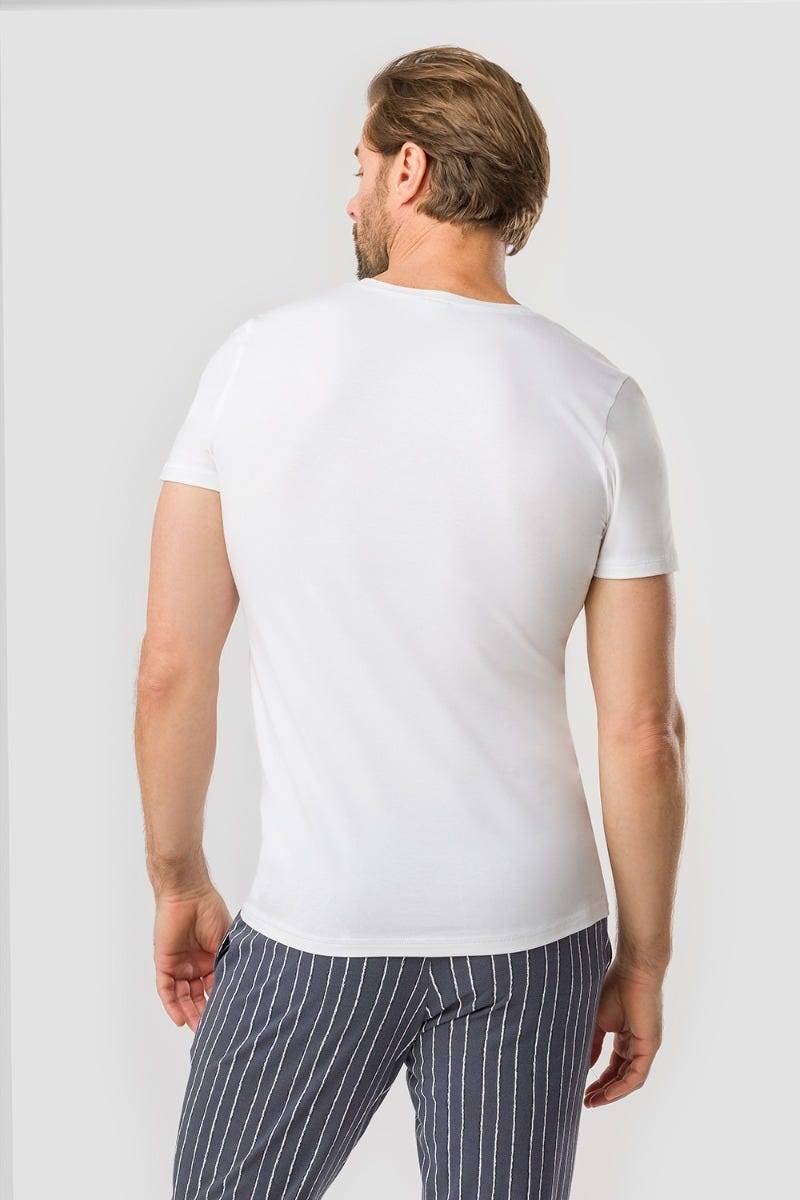 Rösch Herren Basic T-Shirt mit V-Ausschnitt Klassisch Baumwolle/Elasthan Rabatt