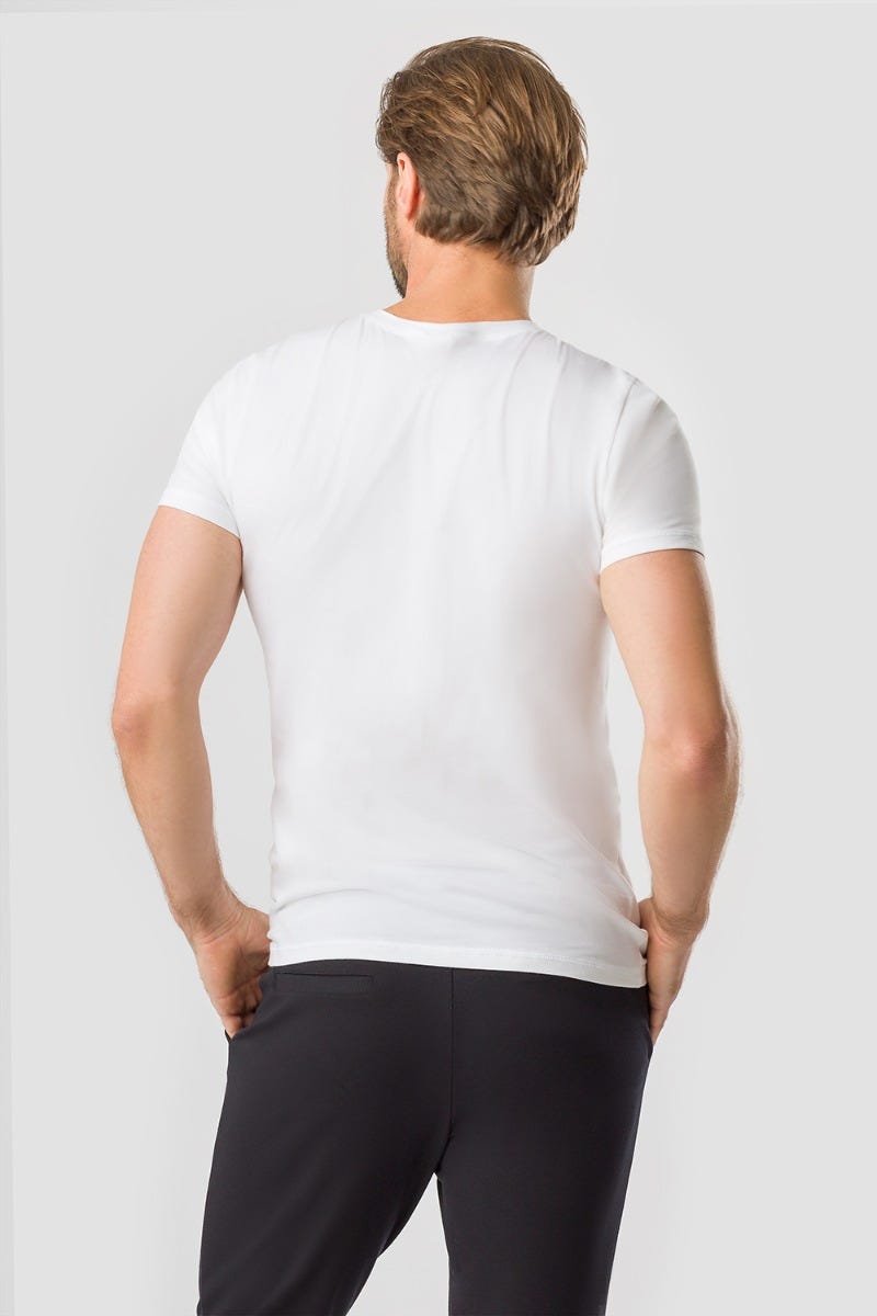 Rösch Herren Basic T-Shirt mit Rundhals Klassisch Baumwolle/Elasthan Günstig kaufen