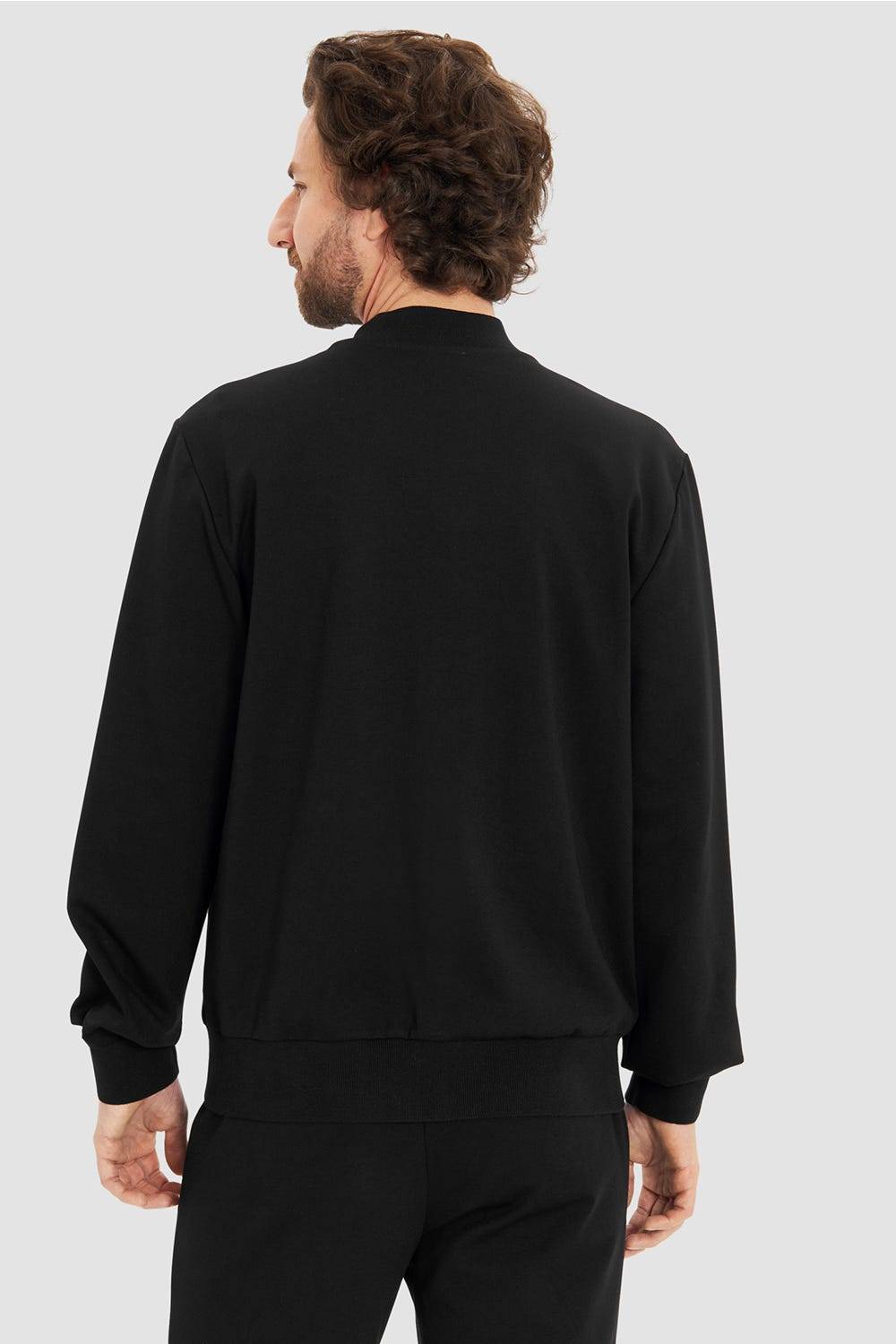 Rösch Herren Loungejacke Blouson College-Style Lässig Materialmix Versandkostenfrei