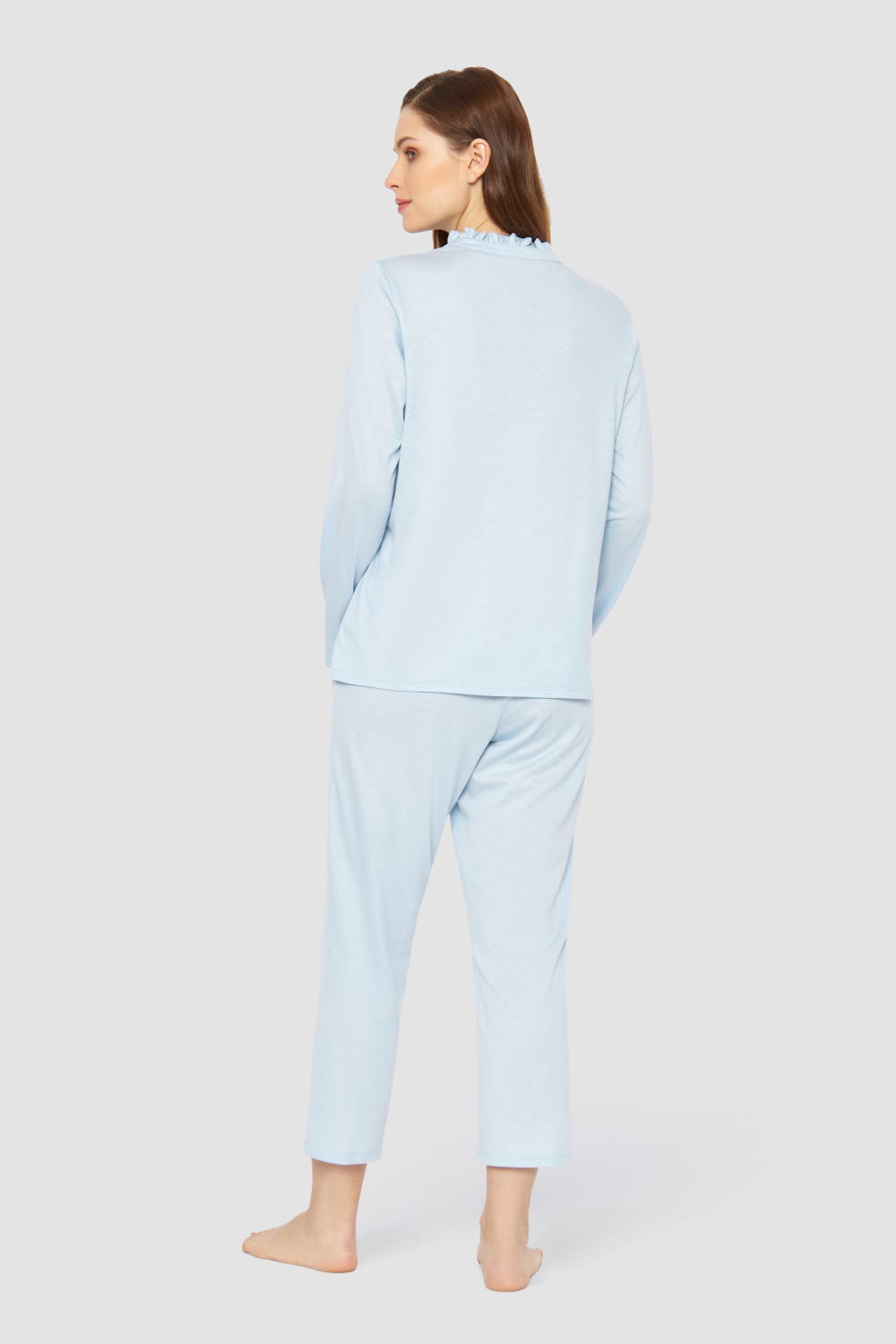 Rösch Pyjama mit Rüschen-Stehkragen Baumwolle/Modal Saisonschlussverkauf
