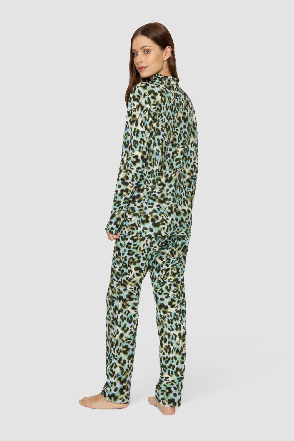 Rösch Pyjama im bunten Leo-Druck Baumwolle/Modal Weihnachtsangebot