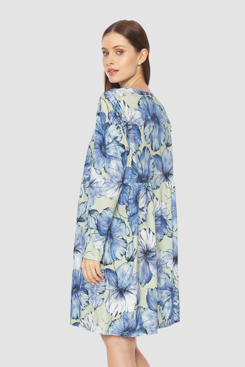 Rösch Nachthemd mit Stufenlook Hellblau 100% Baumwolle Vatertagsangebot