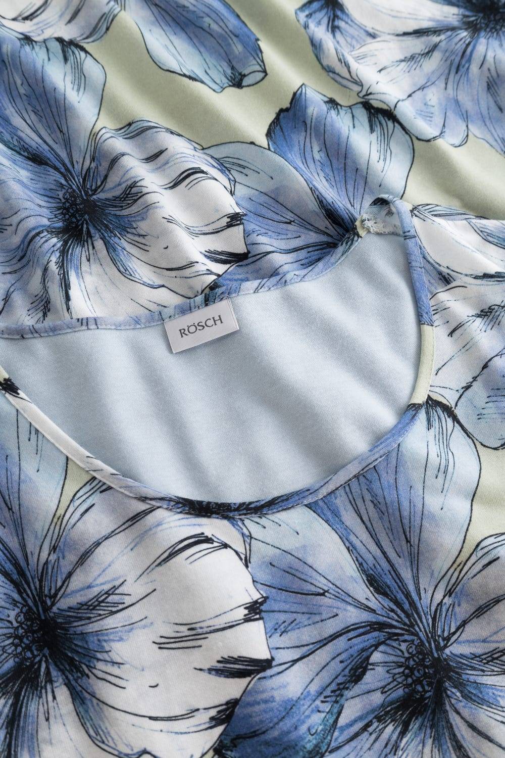 Rösch Nachthemd mit Stufenlook Hellblau 100% Baumwolle Vatertagsangebot