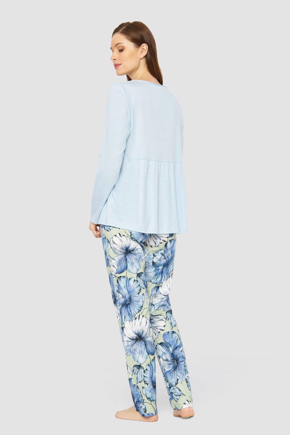 Rösch Pyjama mit Stufenlook Hellblau Baumwolle/Modal Valentinstagsangebot