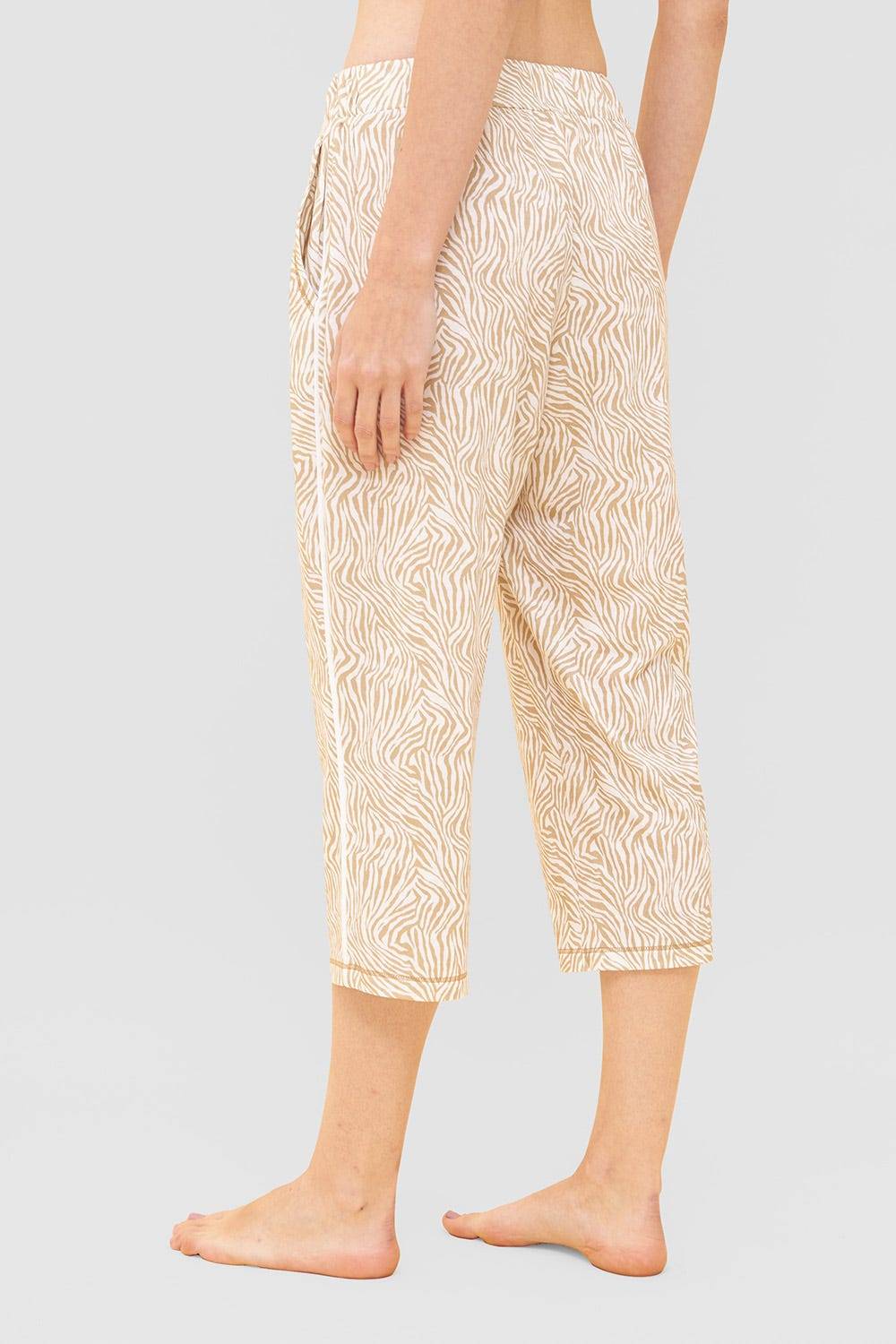 Rösch Hose im Zebra-Druck Beige Paspel Ziernähte Mix &amp; Match Baumwolle/Modal Jubiläumsangebot