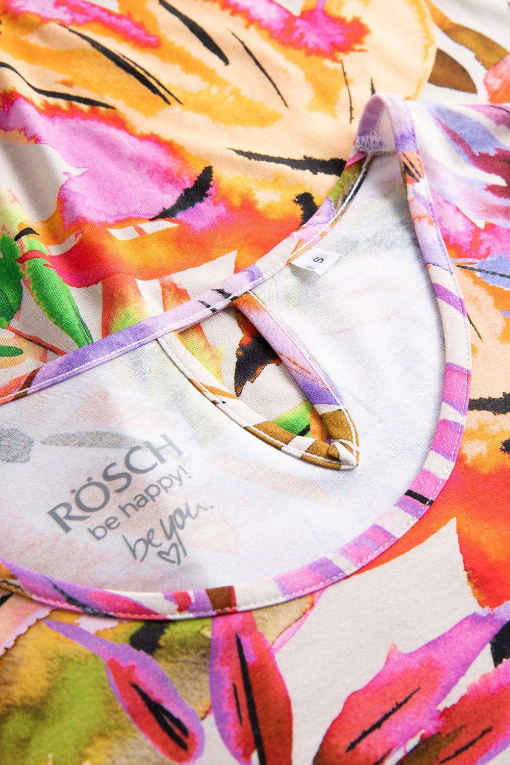 Rösch Nachthemd im fröhlichen Blätter-Druck Bunt Rundhals Sommer Viskose/Elasthan Neueste Mode