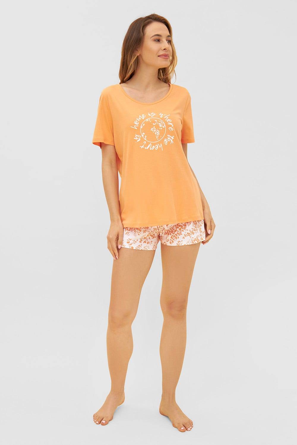 Rösch Shorts im Blümchen-Design Orange Mix &amp; Match Baumwolle/Elasthan Exklusive Angebote