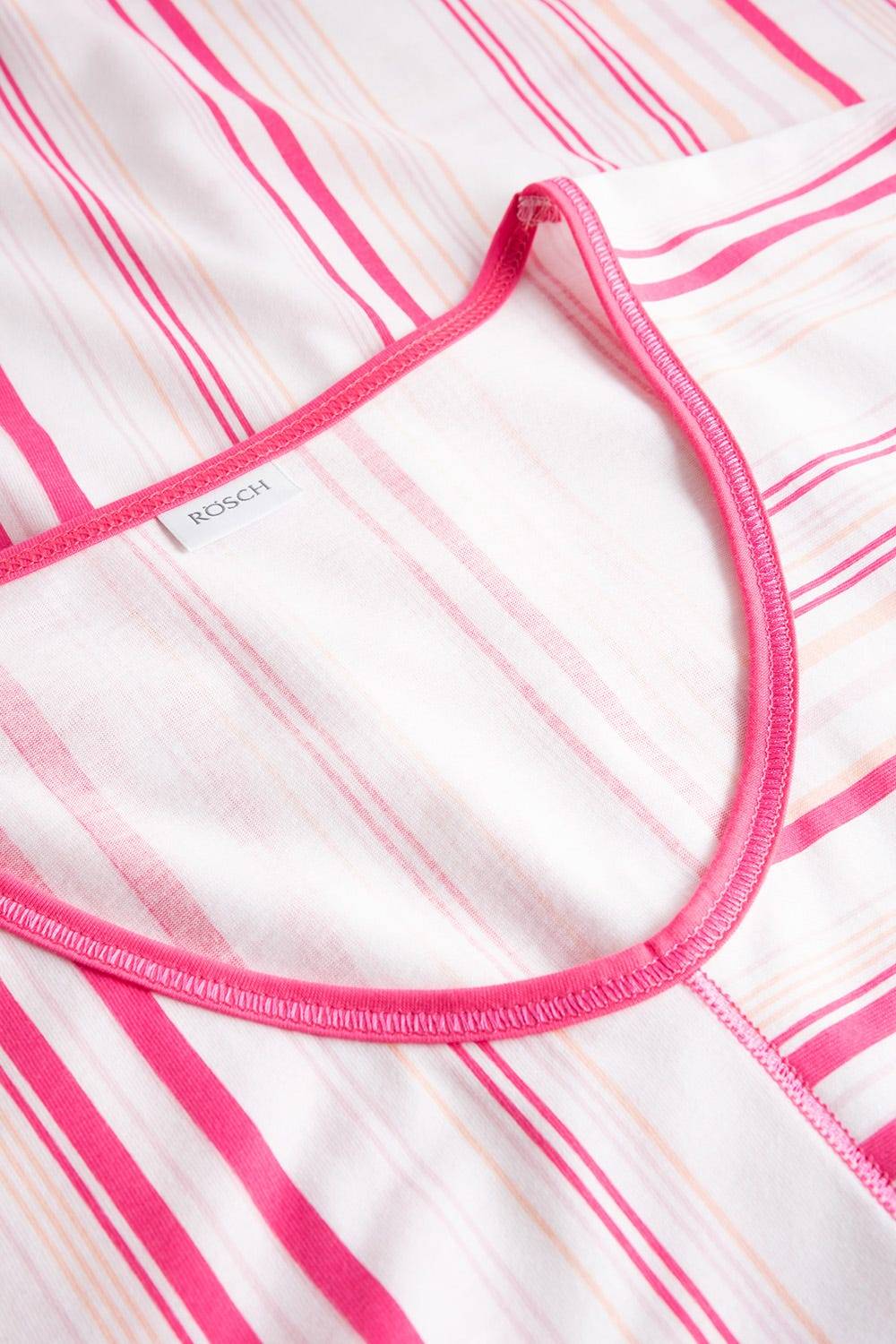 Rösch Nachthemd im rosa Streifendruck V-Ausschnitt Ziernähte 100% Baumwolle Saisonale Angebote