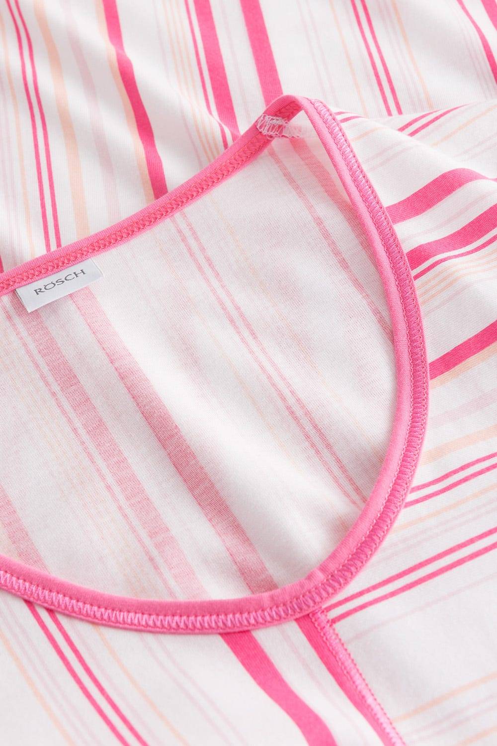 Rösch Nachtkleid im rosa Streifendruck V-Ausschnitt Ziernähte 100% Baumwolle Räumungsverkauf