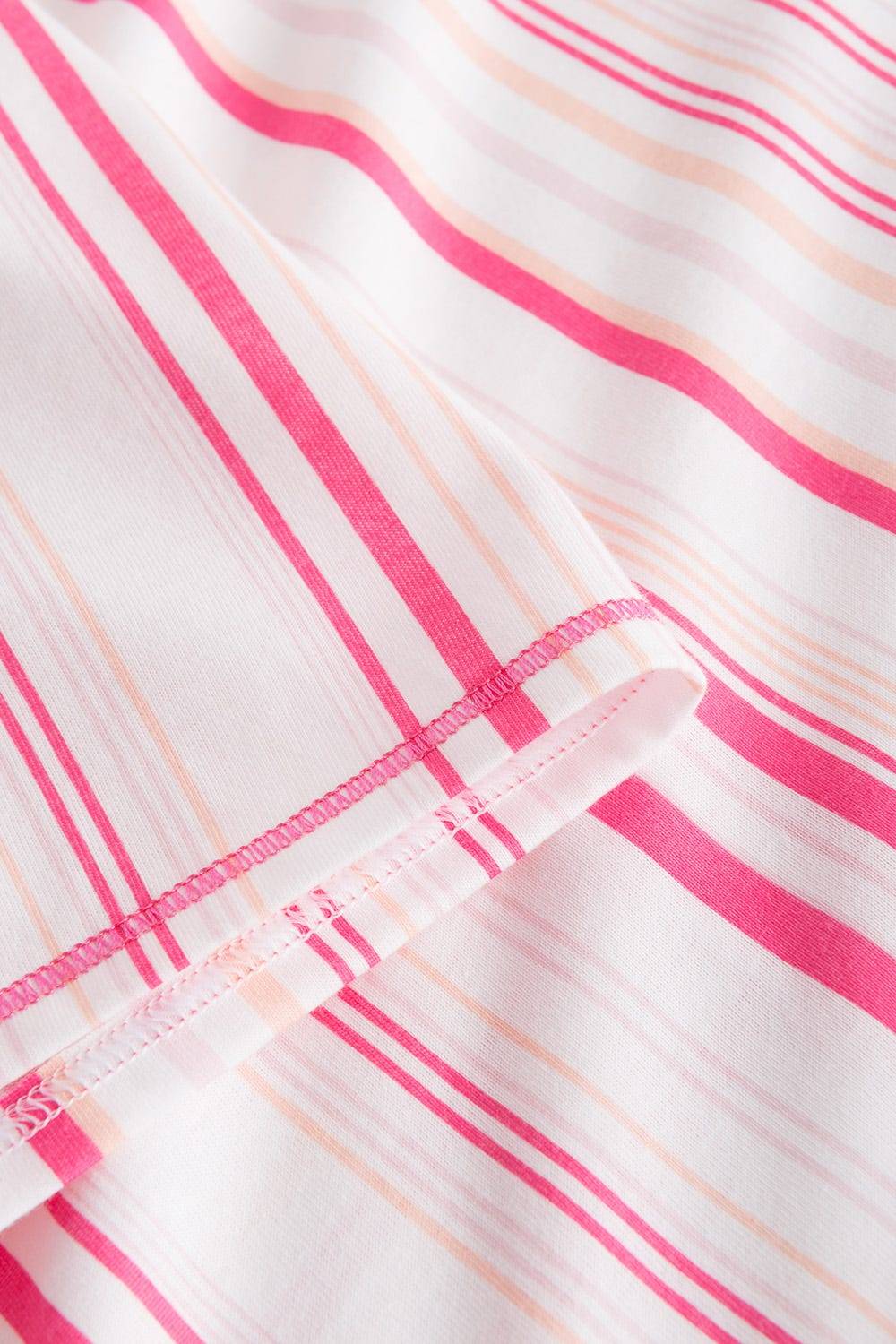 Rösch Nachtkleid im rosa Streifendruck V-Ausschnitt Ziernähte 100% Baumwolle Räumungsverkauf