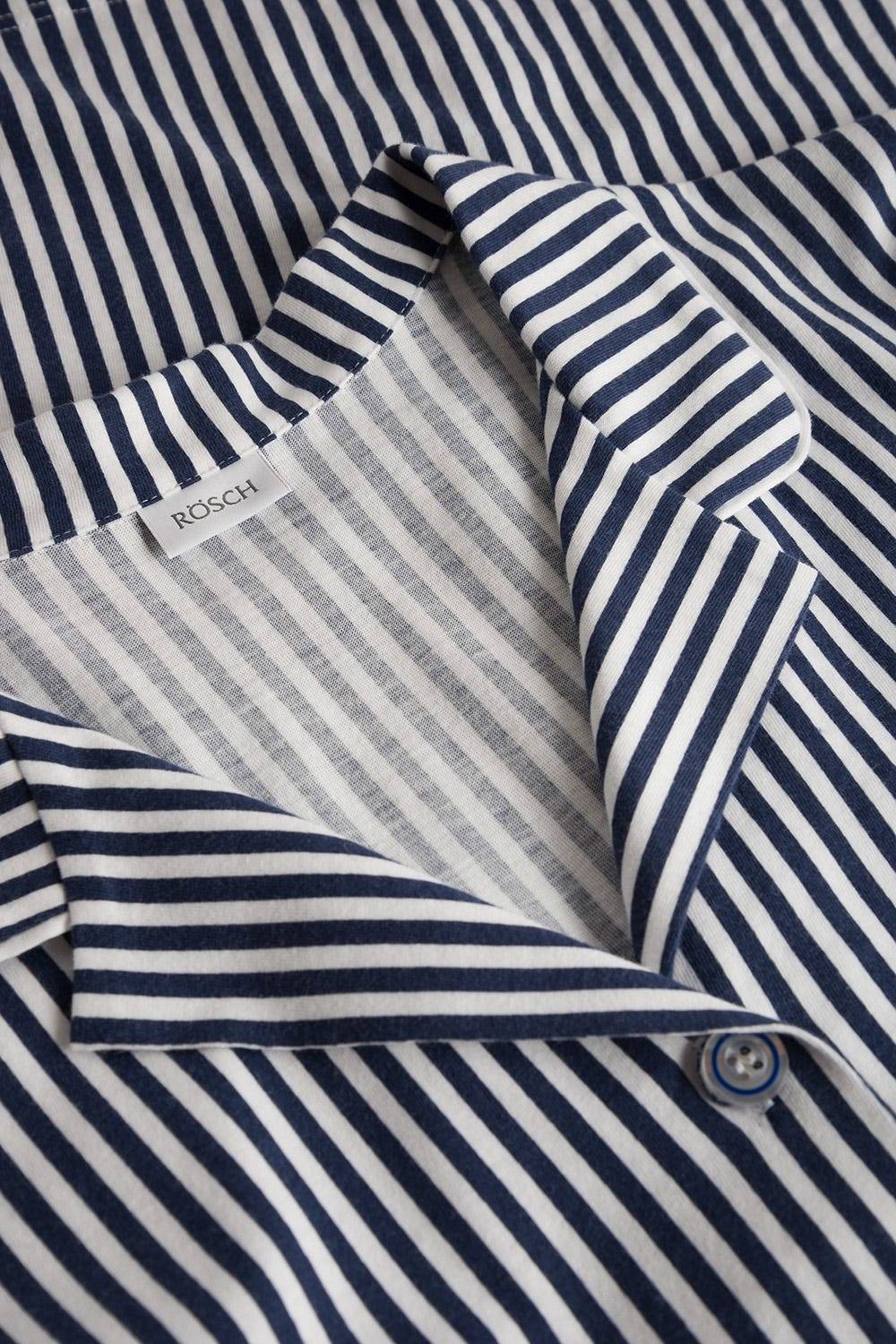 Rösch Pyjama im Streifendruck Herrenhemd-Stil Bermuda Knopfleiste 100% Baumwolle Riesige Ersparnisse