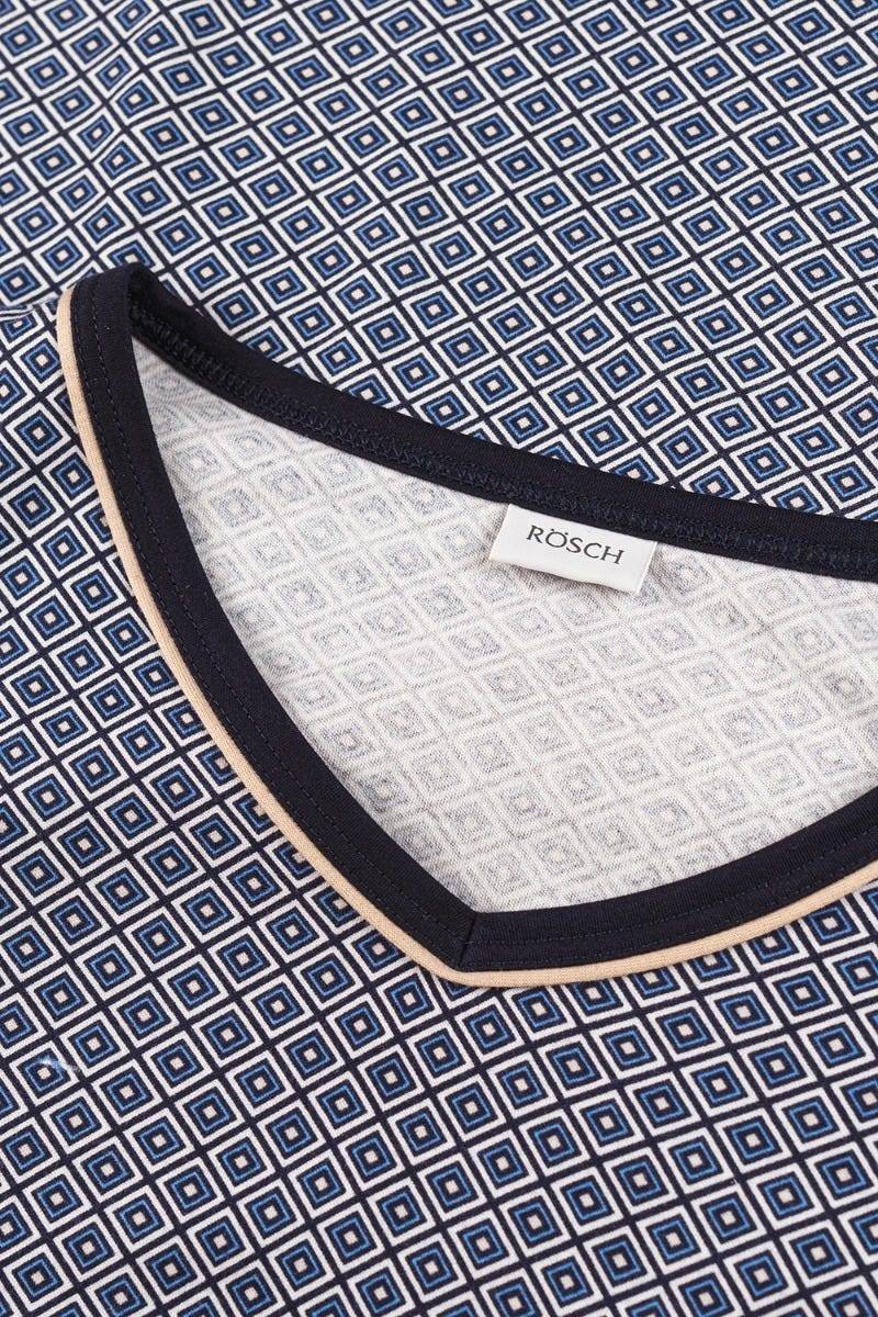 Rösch Herren Pyjama mit Minimalprint Blau Klassisch 100% Baumwolle Zeitbegrenzte Promotion