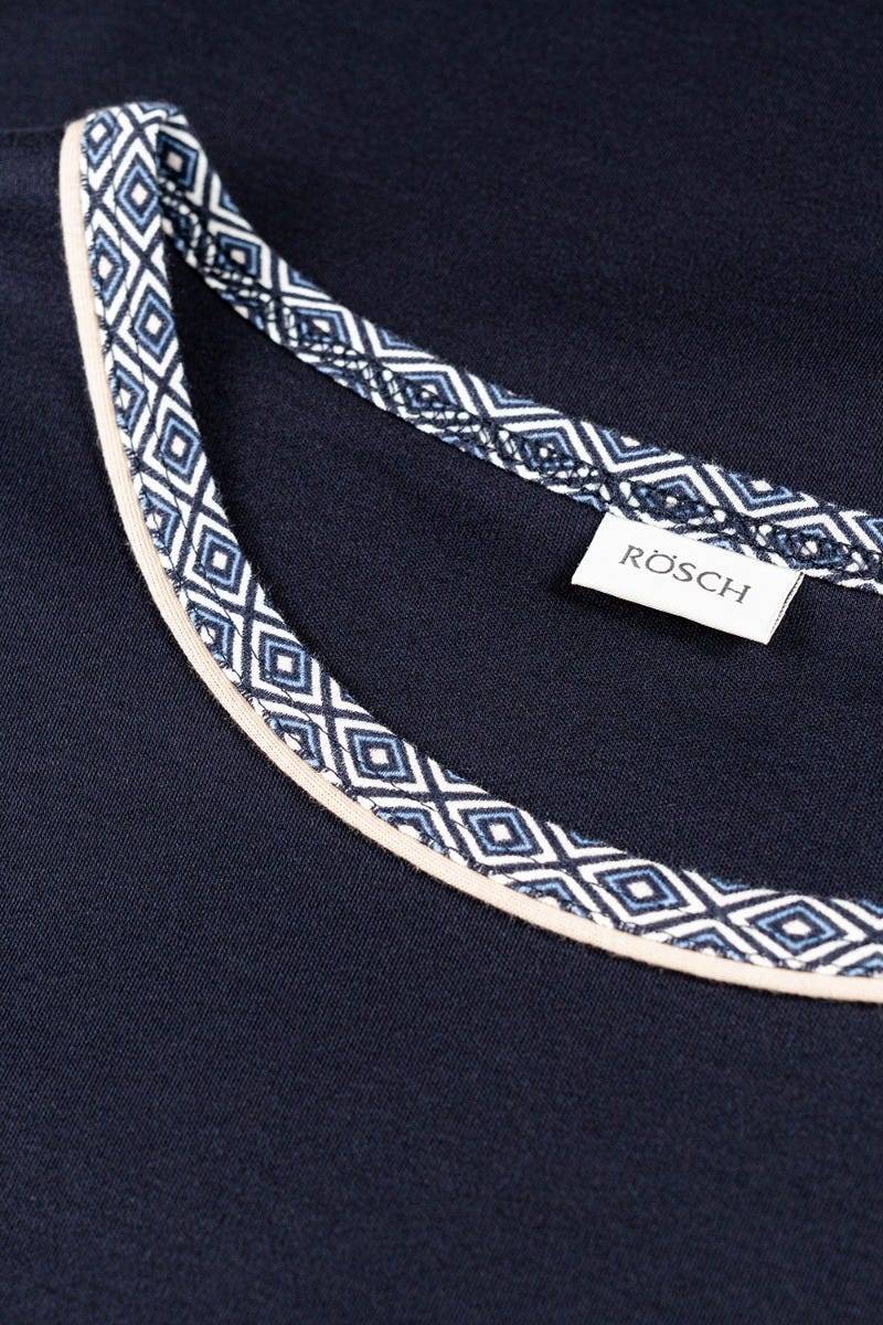 Rösch Herren Pyjama mit Minimalprint Blau Raffungen Paspeln 100% Baumwolle Bis zu 50% Rabatt