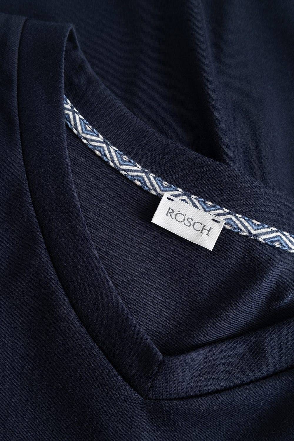 Rösch Herren Langer Pyjama mit Minimalprint Blau V-Ausschnitt 100% Baumwolle Bis zu 65% Rabatt