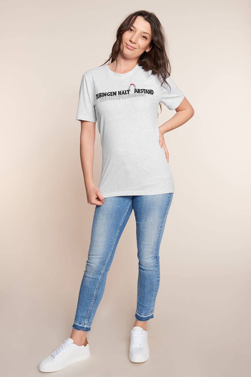 Rösch Charity-Shirt, Limitiertes T-Shirt mit Motivdruck - &quot;Tübingen hält Abstand&quot; Vierteljährliche Förderung