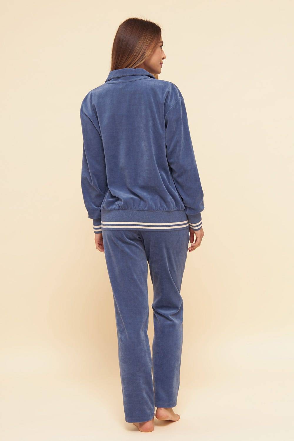 Rösch Hausanzug aus Nicki Blouson-Style sportive Streifen Stickbündchen Baumwolle/Polyester Bis zu 55% Rabatt