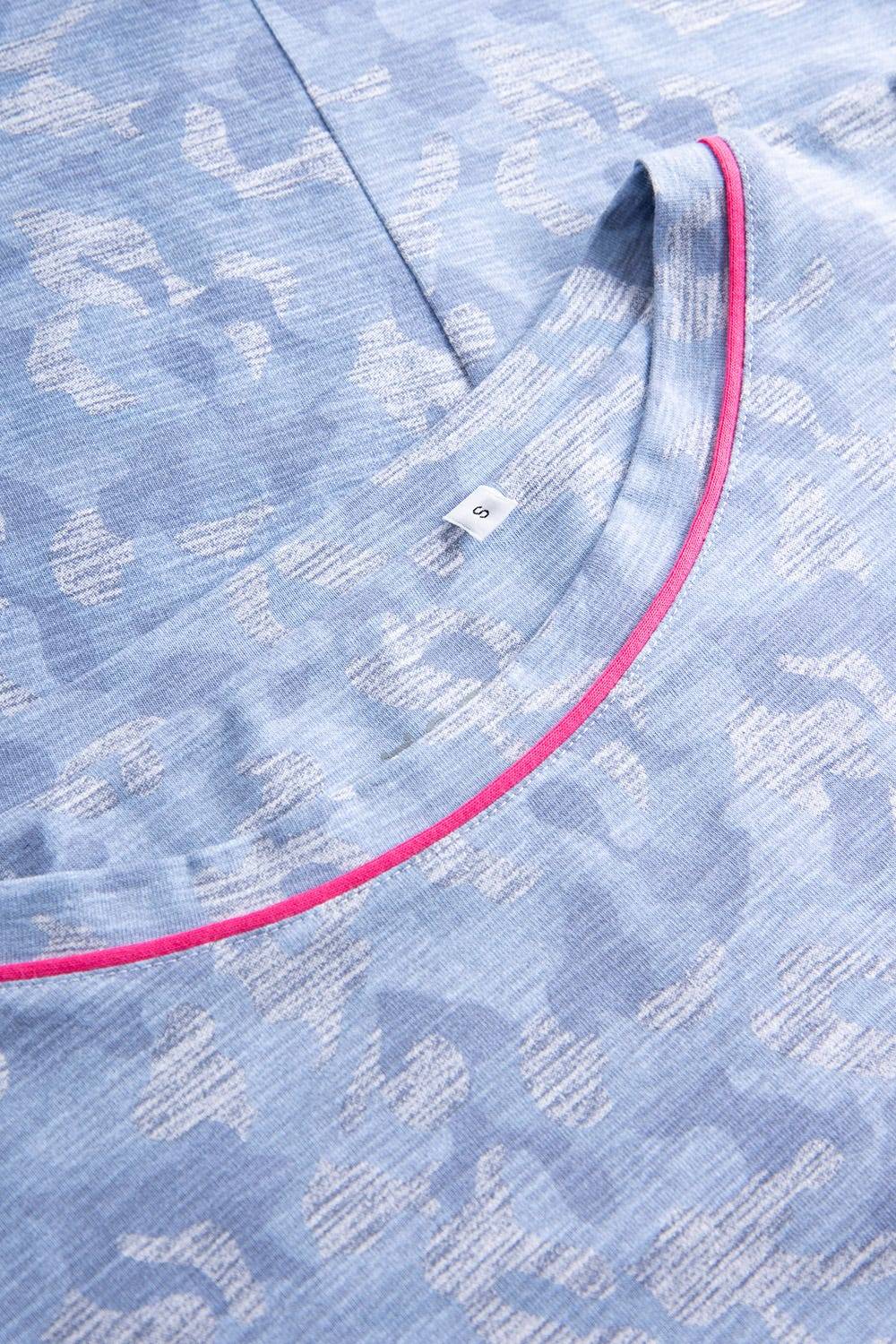 Rösch Nachtkleid im blauen Camouflage-Druck Halbarm Maxi-Länge Baumwolle/Elasthan Im Verkauf