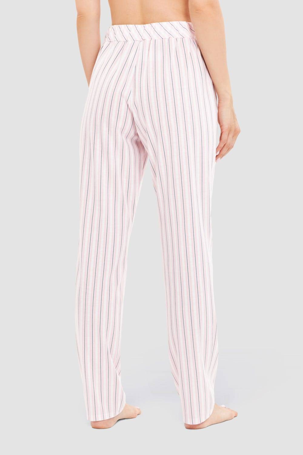 Rösch Basic Pyjamahose Lang im Streifendruck Rosa-Grau Kostenloser Versand