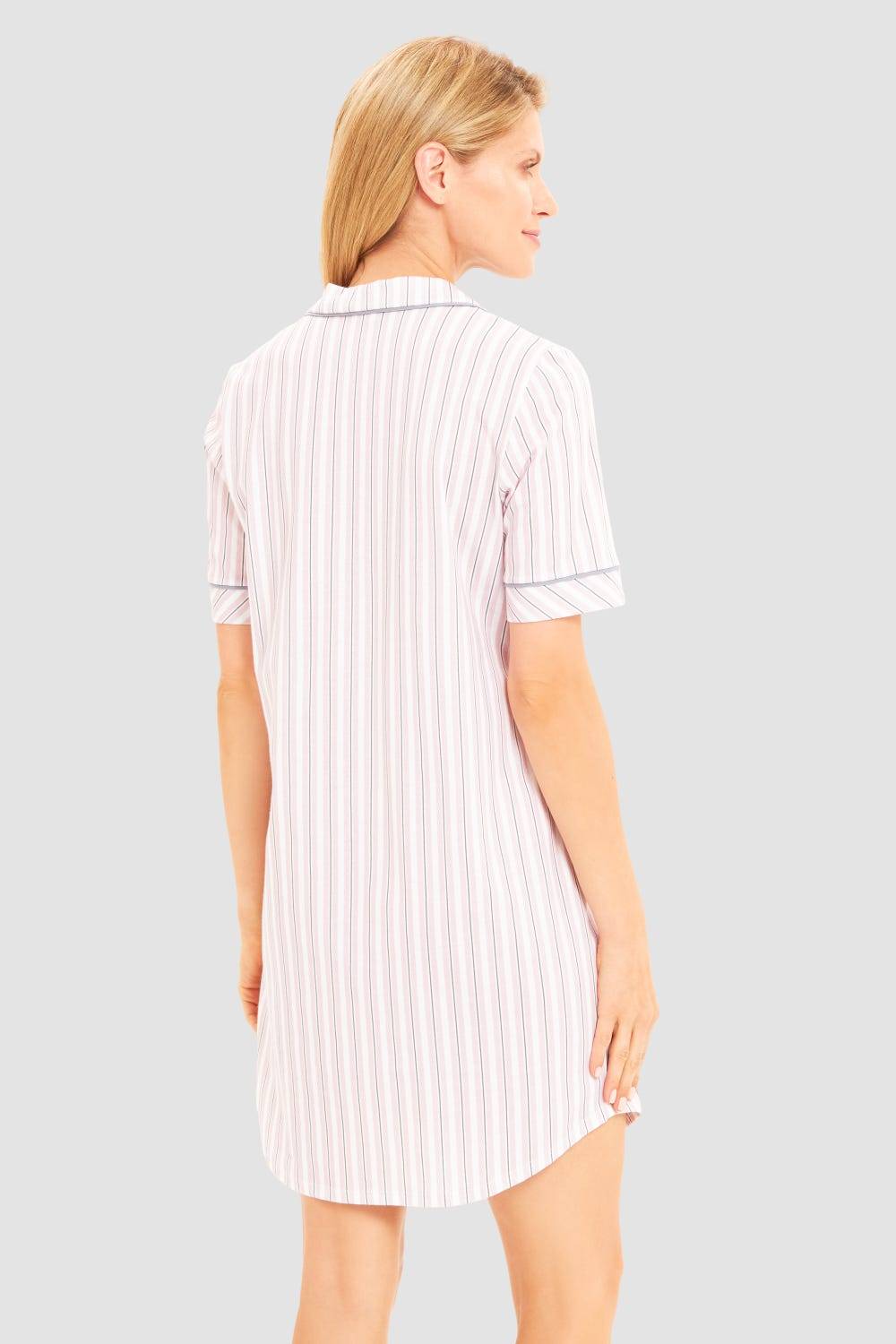 Rösch Basic Nachthemd Kurzarm im Streifendruck Herrenhemdstil Fabrik Onlineshop