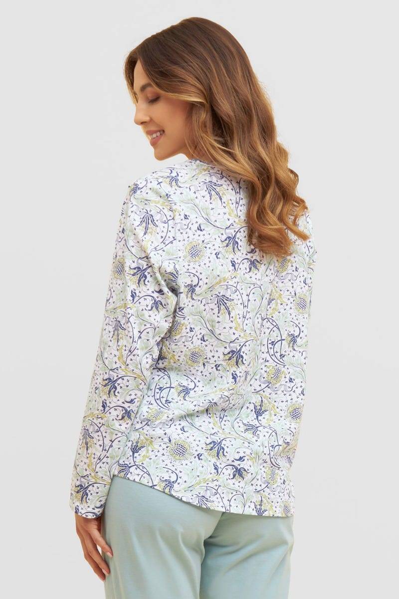 Rösch Basic Pyjamashirt Langarm im floralen Ornament-Print Mix &amp; Match 1884806 Weihnachtsangebot