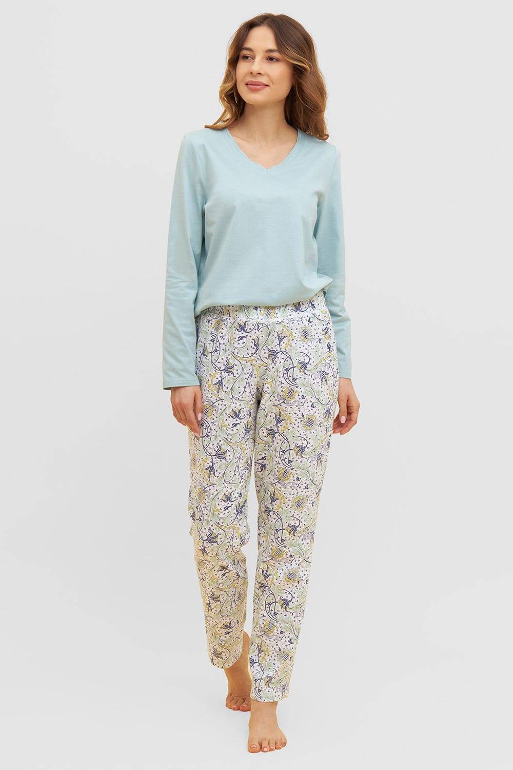 Rösch Basic Pyjamahose lang im floralen Ornament-Print Mix &amp; Match 1884808 Vatertagsangebot