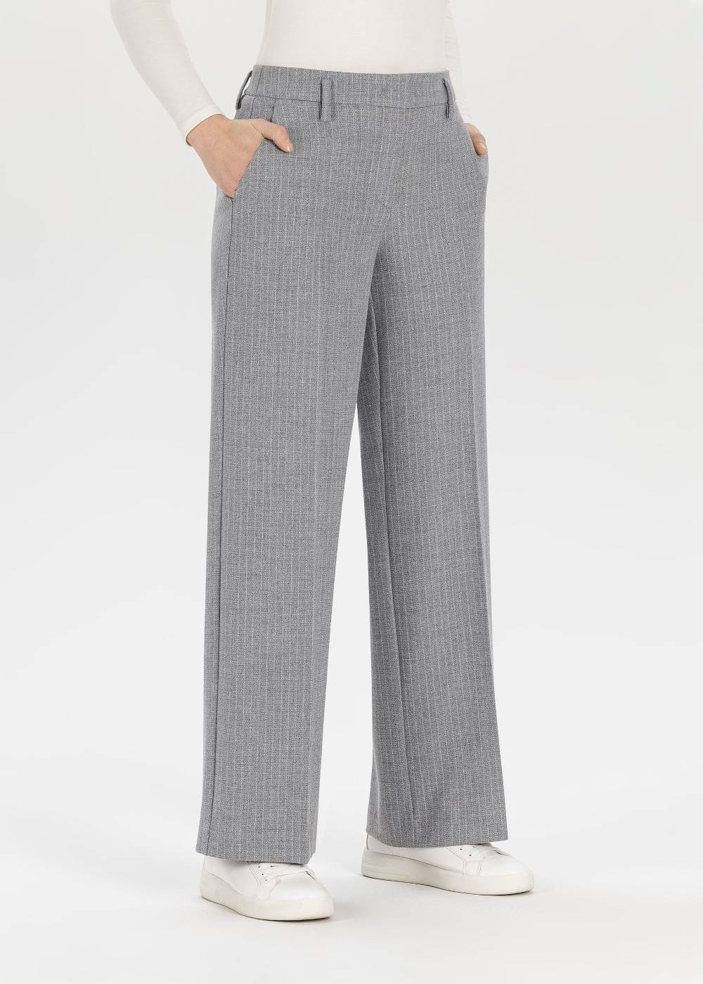 Stehmann Weite Hose Felicia in Pinstripe Wollmischung Online Outlet