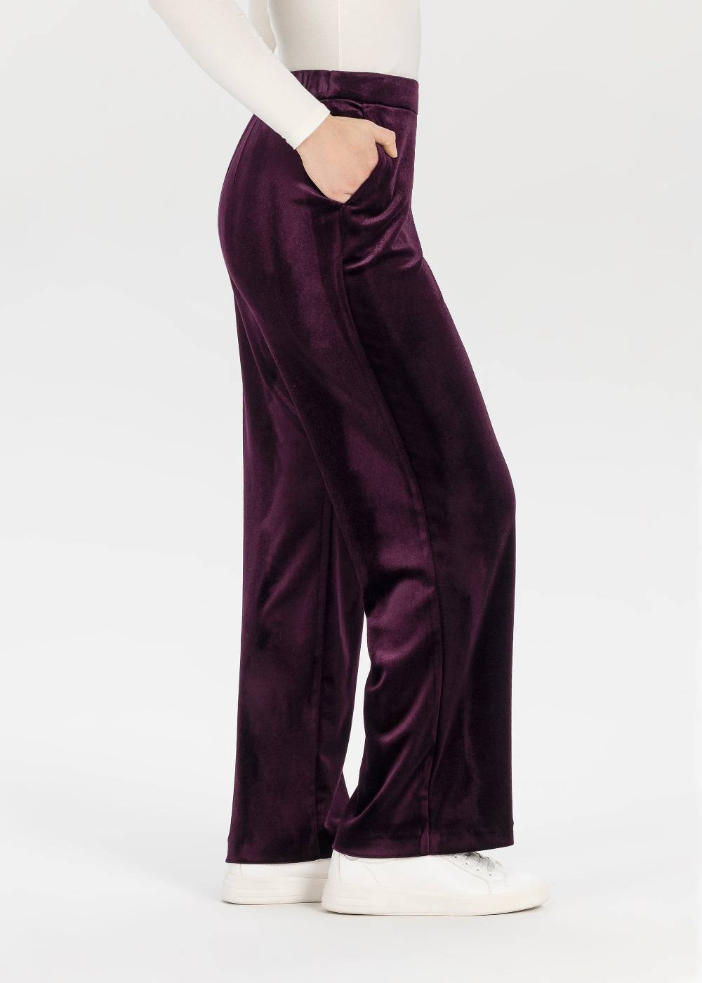 Stehmann Relaxed Hose Flanna in Shiny Velvet Clearance-Verkauf