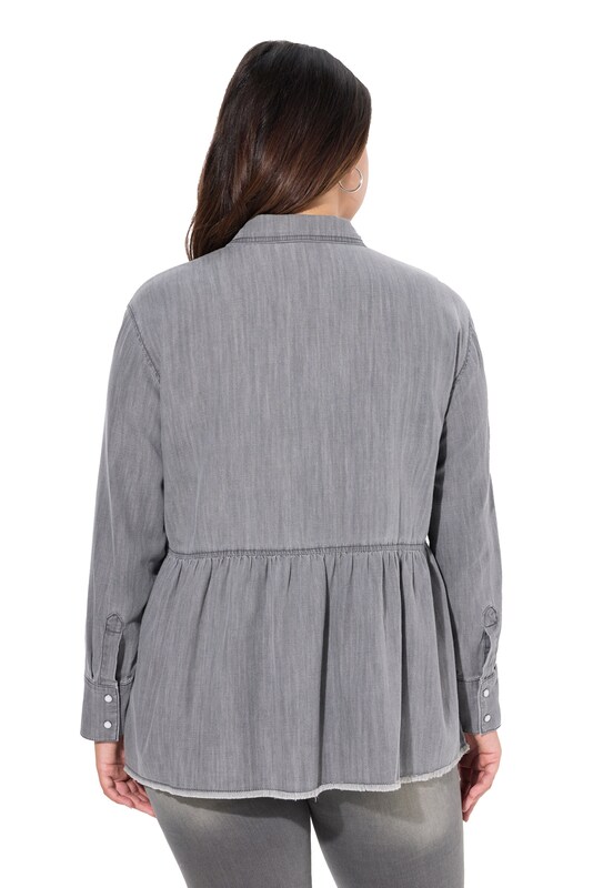 Ulla Popken Ulla Popken Bluse in Grey Denim Sonderangebot der Fabrik