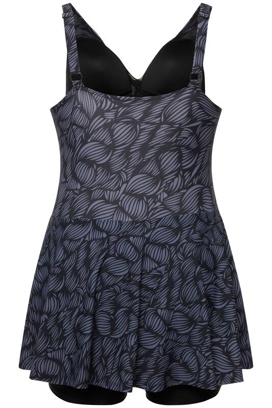 Ulla Popken Ulla Popken Bustier Badeanzugkleid in Grau Schwarz Vierteljährliche Förderung