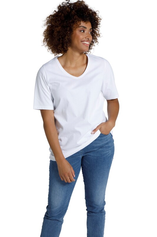 Ulla Popken Ulla Popken T-Shirt (GOTS) in Schwarz Auslauf