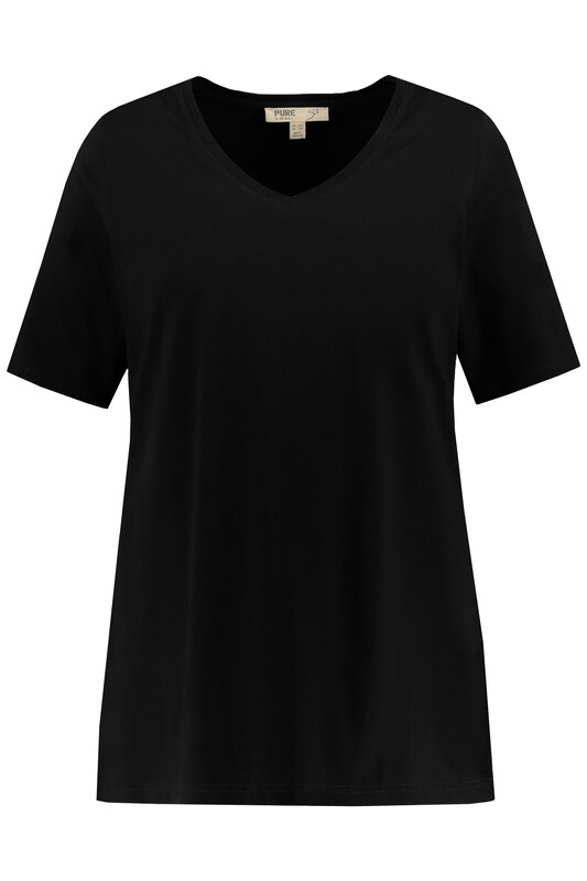 Ulla Popken Ulla Popken T-Shirt (GOTS) in Schwarz Auslauf