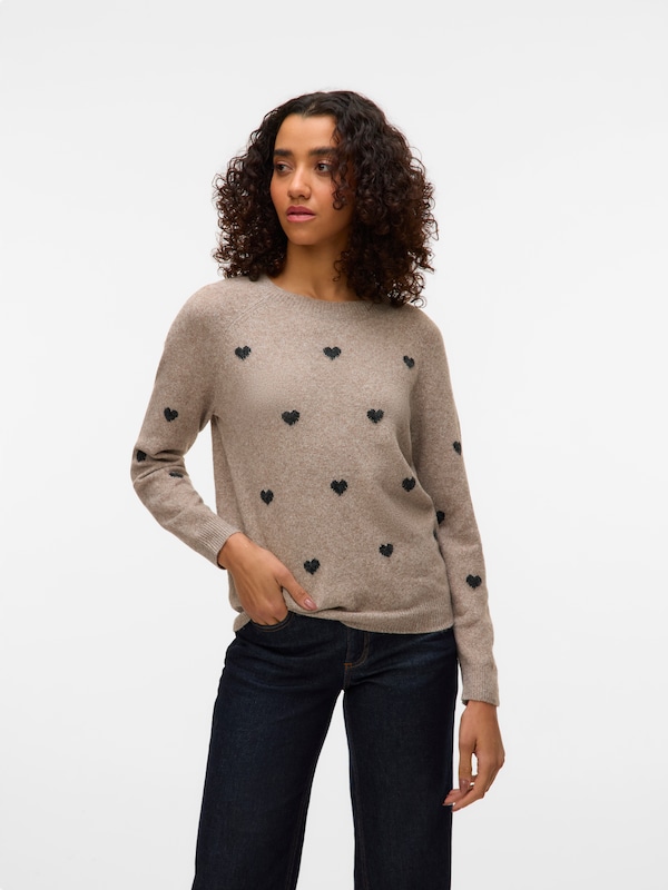 VERO MODA VERO MODA Pullover 'VMDOFFY INTARSIA' in Taupe Kostenlose Rückgabe
