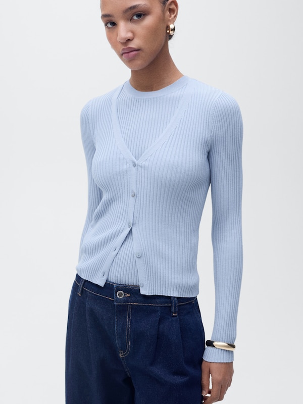 MANGO MANGO Strickjacke 'BUGAMBI' in Hellblau Riesige Rabatte