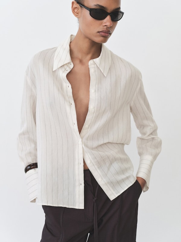 MANGO MANGO Bluse 'CORTAZAR' in Ecru Clearance-Verkauf