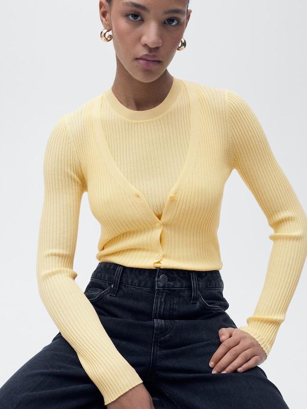 MANGO MANGO Strickjacke 'BUGAMBI' in Gelb zollfrei