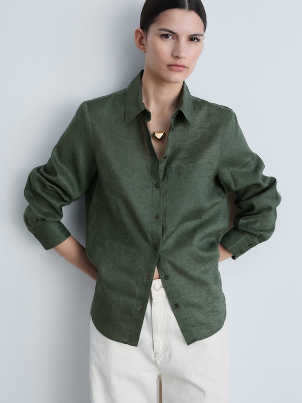 MANGO MANGO Bluse in Dunkelgrün Auslauf